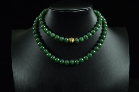 Rich Green Jade Bead Necklace