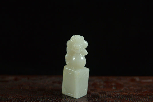 "Mythical Beast" White Jade Seal