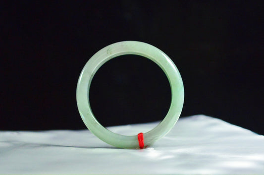 Waxy Icy Apple Green Jade Bangle