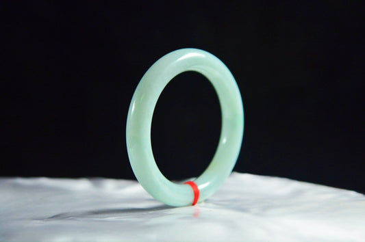 Icy Type White Base Cyan Jade Bangle
