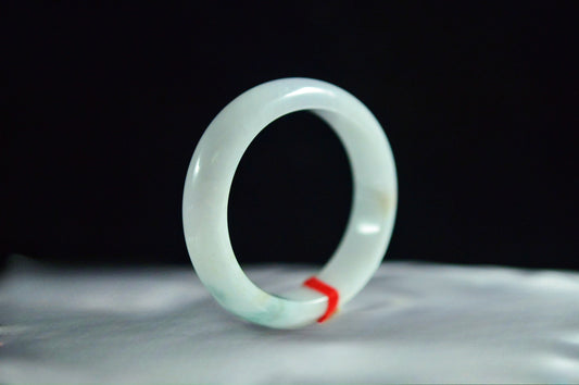 Milky Base Floating Flower Jade Bangle
