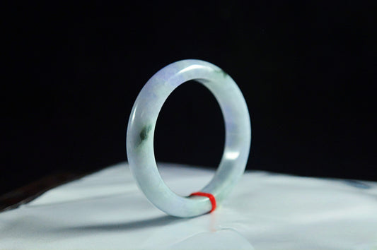 Milky Base Floating Flower Spring Jade Bangle