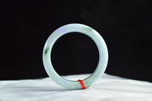 Milky Base Floating Flower Spring Jade Bangle
