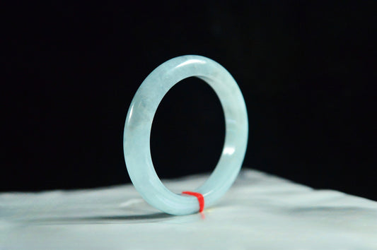 Waxy Icy Apple Green Jade Bangle