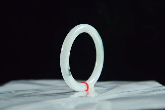 White Base Floating Flower Jade Bangle