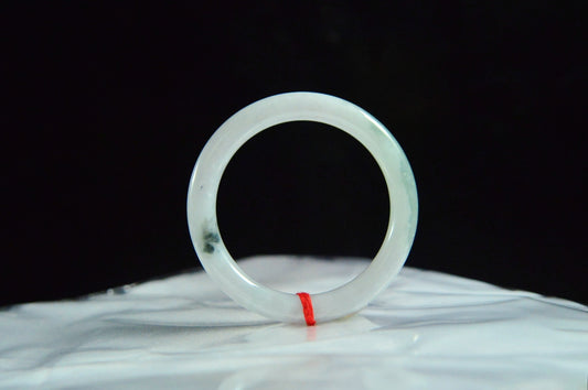 White Base Floating Flower Jade Bangle