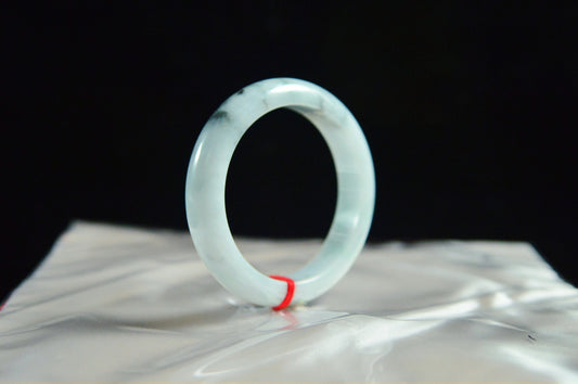 Milky Base Floating Flower Jade Bangle