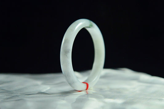 White Base Floating Flower Jade Bangle