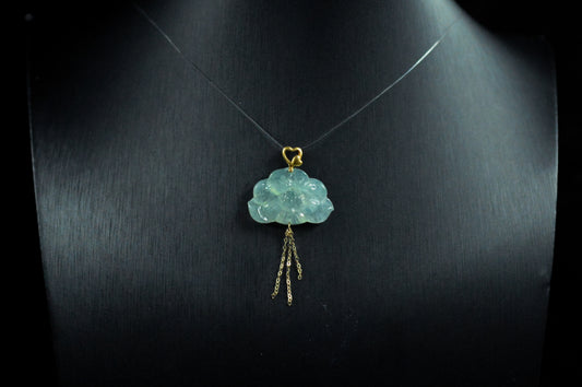 Icy Vivid Green Lotus Pendant