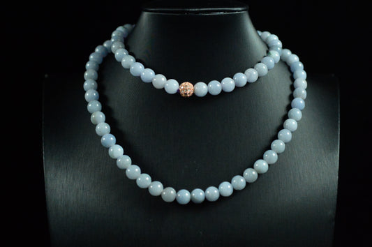 Waxy Type White Base Jade Bead Strand
