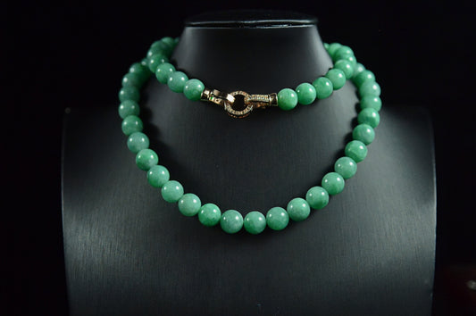 Waxy Icy Full Apple Green Jade Bead Strand 