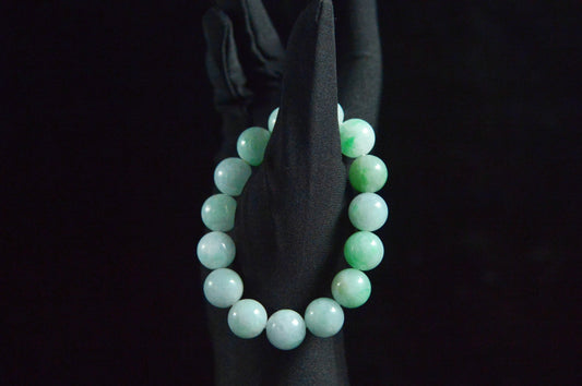 White Base Cyan Sun Green Bead Strand