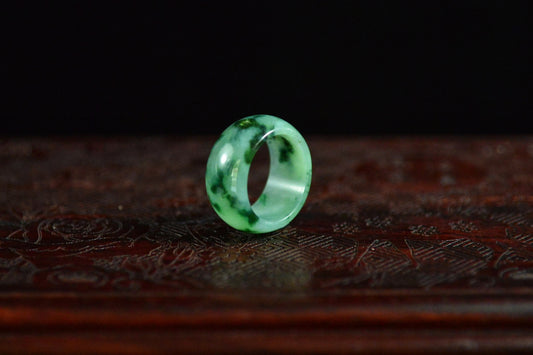 Icy Waxy Type Floral Cyan Jade Vivid Green Floating Flower Ring